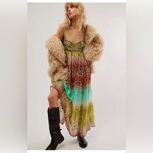 NWT Free People Into The Nights Embellished Sequin/Beading Maxi Sundress xs